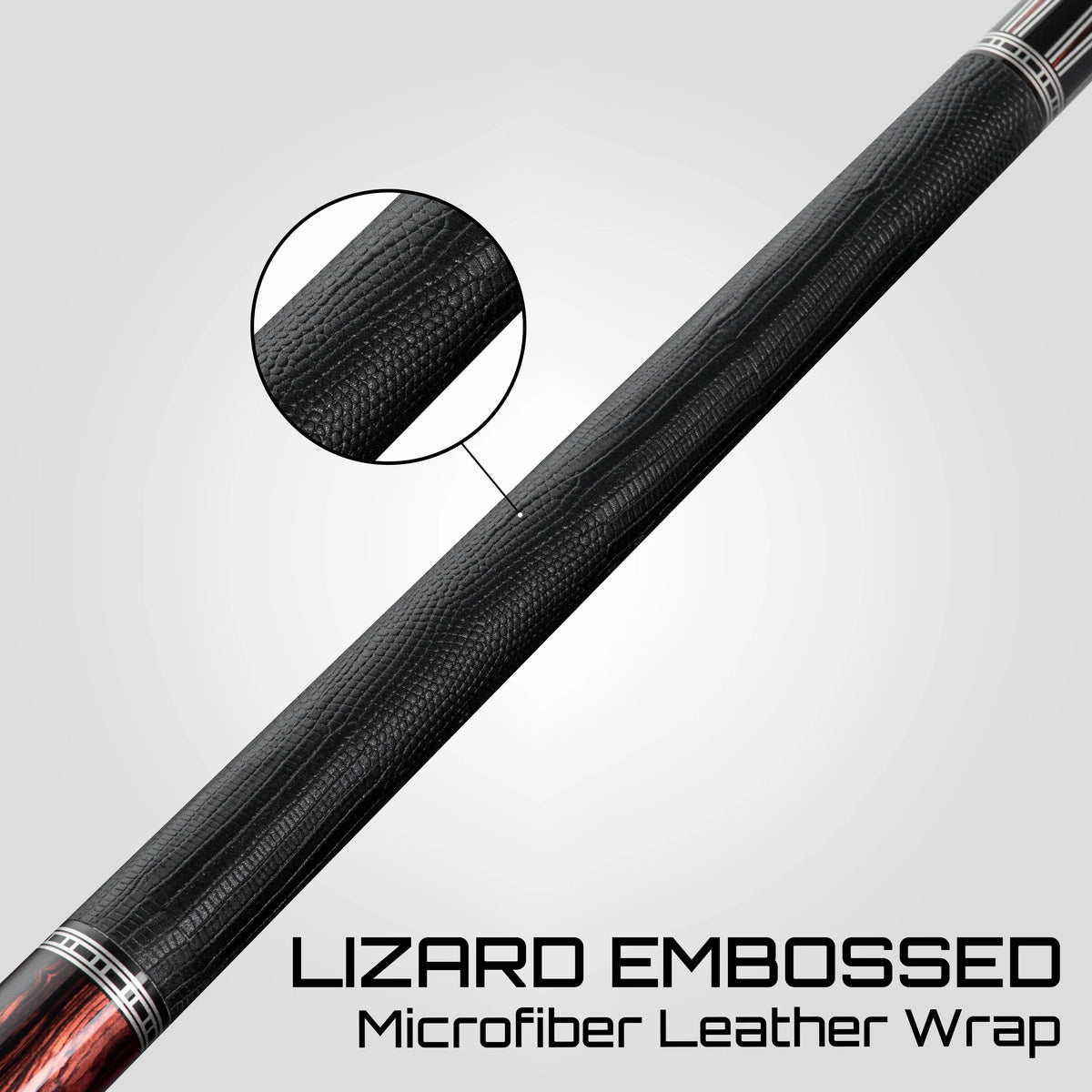 RHINO RETRO POOL CUE-COCOBOLO-AGARRE PIEL DE LAGARTO